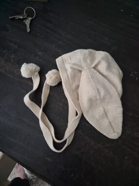 Quincy Mae Cream Knit Pom Pom Earflap Hat
